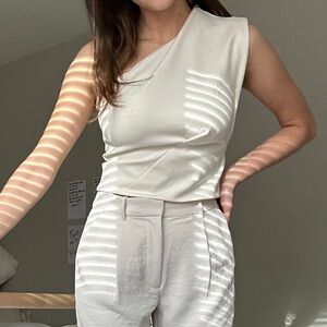 Express White Ivory One Shoulder Tank Top